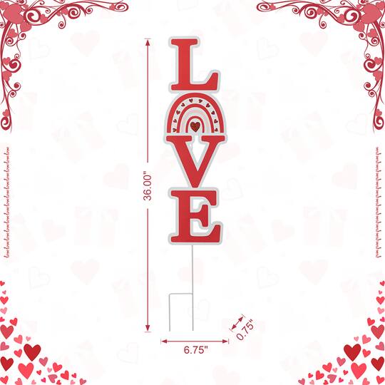 Glitzhome® 36" Valentine's Metal Rainbow "LOVE" Yard Stake